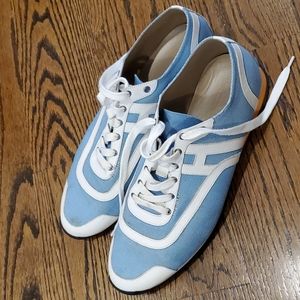 Hermes Men's Kool Sneakers, size 43 EU, 10 US, Light Blue/White/Orange